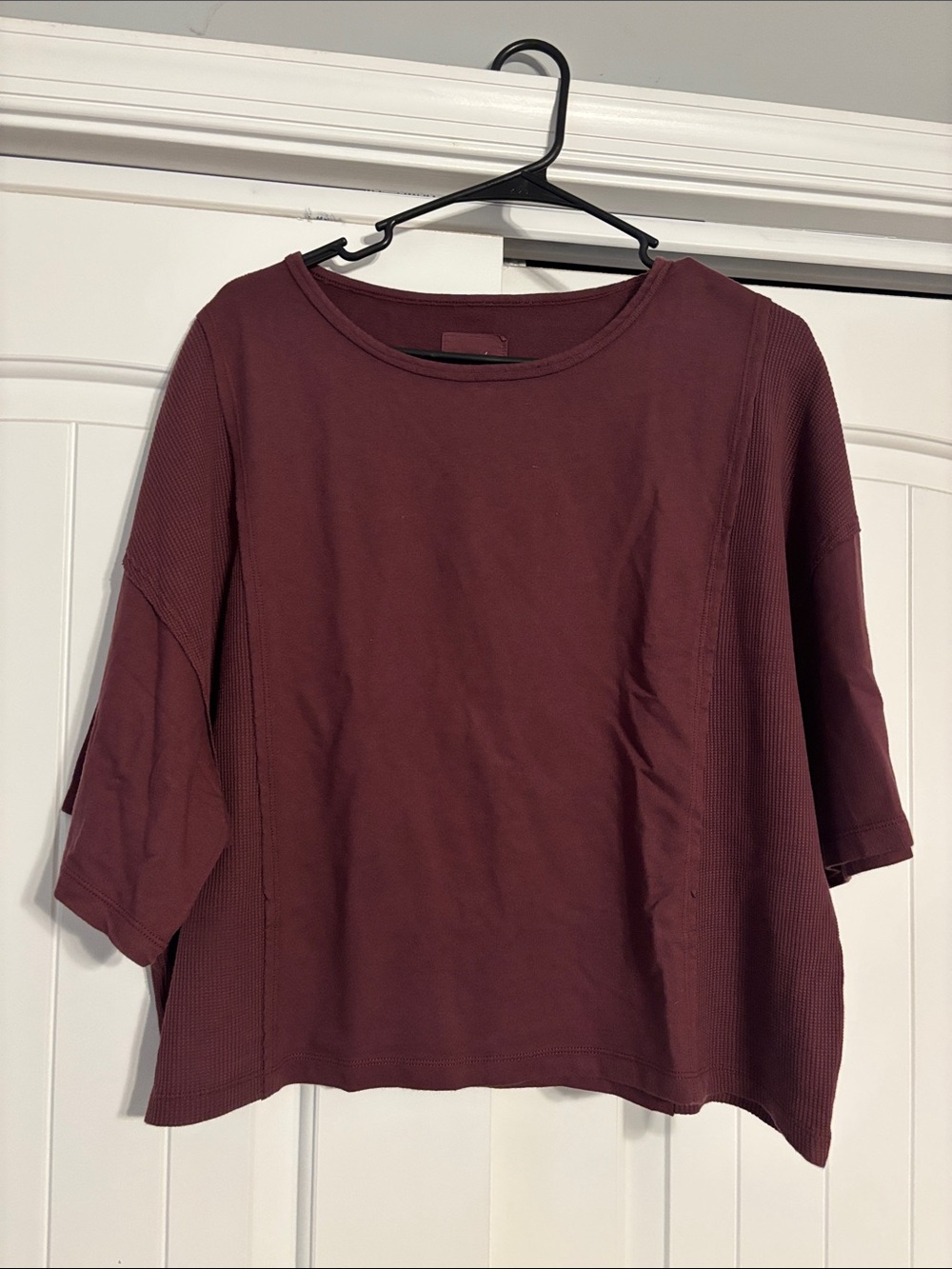 aerie Short-Sleeve Relaxed Crew Tee in Burgundy